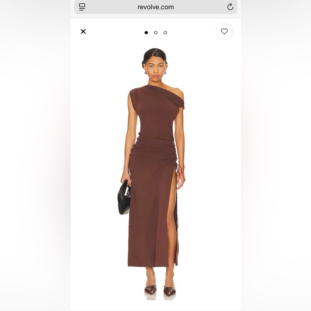 Lioness Brown One-Shoulder Sheath Dress with Slit - NWT